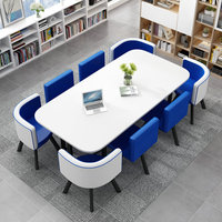 Table et chaises pliantes rectangulaires modernes avec plateau en bois pour salle à manger d'hôtel ou maison - 8 personnes