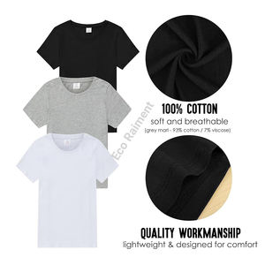 Camiseta de Manga Corta con Cuello Redondo para Mujer, Corte Regular, Algodón y Elastano, Color Sólido, Secado Rápido, Transpirable, Venta al por Mayor B2B, Personalizable - Product Image 3