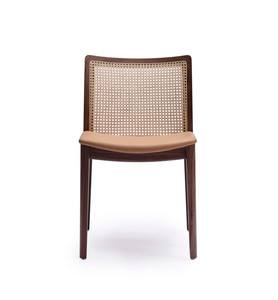 Sedia da Pranzo in Stile Americano in Legno di Frassino e Vero <span class=keywords><strong>Rattan</strong></span>, Imbottita e Ecologica per Casa e Appartamento - Product Image 1