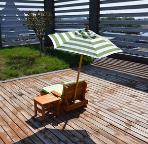 Sunny Sprout Kids' <b>Outdoor</b> <b>Lounger</b> with Matching Striped Umbrella children's Patio Chaise Lounge single <b>chair</b> and side table - Product Image 4