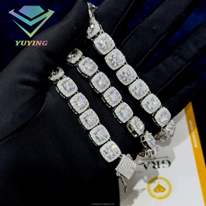 Collar de cadena de tenis grande de plata de ley 925 chapado en oro, estilo Hip Hop, con moissanita VVS certificada GRA, joyería unisex con efecto hielo - Product Image 4