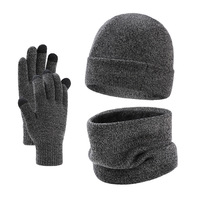 Ensemble bonnet, écharpe et gants tactiles pour homme et femme, ensemble bonnet, gants et cache-cou avec doublure en polaire tricotée chaude, logo personnalisé