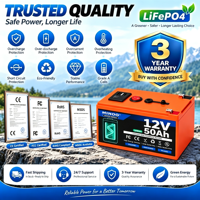 Baterai Surya Lifepo4 12V50Ah Dilengkapi Sistem Manajemen Baterai Lifepo4 Baterai LiFePO4 Siklus Dalam 48V Untuk Sistem Energi Surya