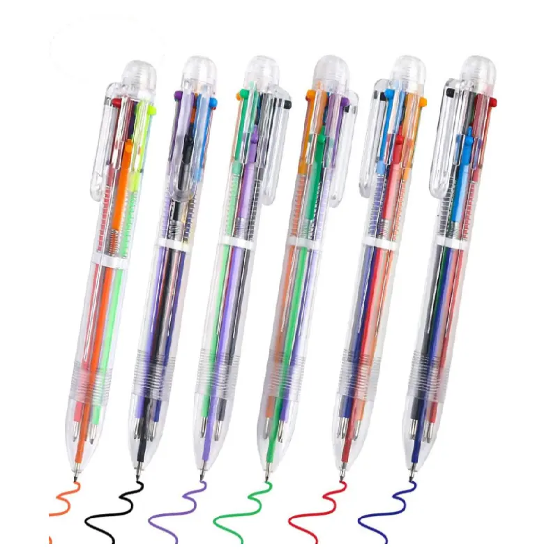 Eacajess 6-in-1 6 color retractable plastic multicolor writing ballpoint pen