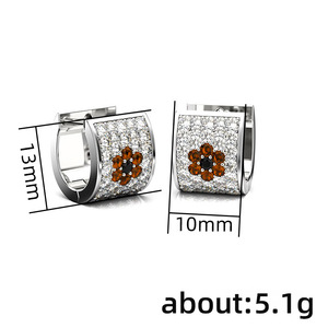 Orecchini a cerchio floreali per donna, design a fiore scintillante, gioielli eleganti e alla moda per le orecchie - Product Image 5