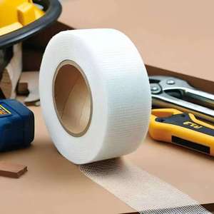 Yüksek kaliteli 90m X 5cm kendinden yapışkanlı takviyeli bant alçıpan Fiber örgü e-cam ve fiberglas iplik özel kesme ile kapsayan - Product Image 1