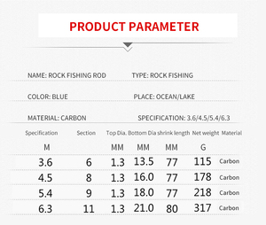 Pesca 80-150克伸缩远程冲浪铸棒碳纤维3.6米4.5米5.4米6.3米慢速动力伸缩冲浪钓鱼棒 - Product Image 6