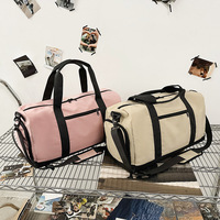 Sac de sport unisexe en jean avec séparation sec/humide, grande capacité, sac de voyage à main, compartiment à chaussures séparé, fermeture éclair extérieure