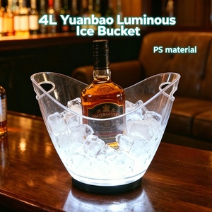 Seau à vin isotherme en plastique blanc de 4 L avec lumière LED, incassable, avec poignée, personnalisable avec logo – Vente en gros - Product Image 2