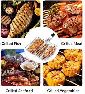 Ensemble de paniers de cuisson pour barbecue, en acier inoxydable, pliable, portable, pour le camping en plein air, pour poisson, crevettes, légumes - Product Image 6