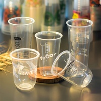 Gobelets jetables pour thé à bulles Boba 16oz 500ml 24oz 700ml, gobelets à thé au lait personnalisés avec logo, gobelets en plastique en forme de U
