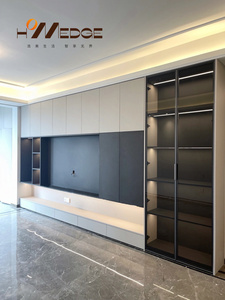 Hiện Đại Trắng <span class=keywords><strong>tv</strong></span> giá gỗ rắn và ván ép thời trang phòng khách đứng với rắn MDF đồ nội thất nhà cho phòng ngủ - Product Image 2