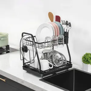 WIREKING Space Saving Dish Rack Organizador Bancada 2-Tier Metal Prato Secagem Rack Multiuso Escorredor De Prato