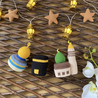Ensemble de décoration islamique miniature au crochet, mosquée Al-Aqsa, Kaaba et mosquée Nabawi, cadeau de l'Aïd, ensemble de décoration musulmane au crochet pour le Ramadan