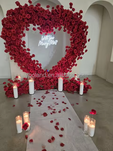 Arche de mariage romantique en forme de cœur H18, fond en tissu à fleurs artificielles, accessoires de décoration pour fêtes et cérémonies - Product Image 6