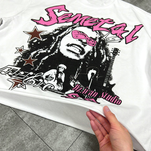 เสื้อยืดคอกลมโอเวอร์ไซส์ผ้าฝ้าย 100% ทรงหลวมไหล่ตก สไตล์สตรีทแวร์ ลายกราฟิกแบบสั่งทำพิเศษ - Product Image 4