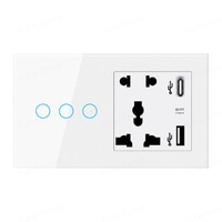 Interrupteur intelligent à écran tactile Smart Life 10A, matériau PC, IP27, prise murale 2 voies 86x86mm, durable, produit domotique EWeLink