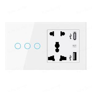 Interruptor Inteligente con Panel Táctil para Smart Life, Material de PC, IP27, Enchufe de Pared Doble, Producto para Hogar Inteligente - Product Image 3