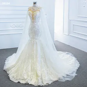 Jancember RSM66594 vestidos de novia sexy applique diamond beaded mermaid wedding dress