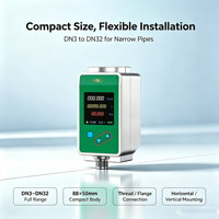 Medidor de Flujo Electromagnético Ultracompacto de Acero Inoxidable para Automatización Industrial, 0.5-8000 L/h, Sensor Digital