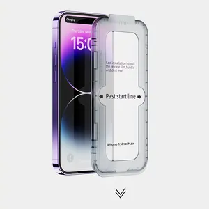 Kit d'installation de protecteur d'écran en verre trempé pour téléphone portable 9h Hd pour Iphone 13 14 15 Pro Max Protecteur d'écran en verre de confidentialité