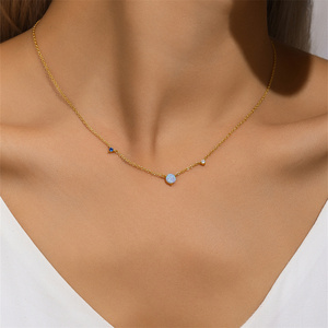 Collier CANNER en argent sterling S925 avec pendentif géométrique lune, opale, zircon, croix, fleur, bijoux de luxe simples et élégants - Product Image 5