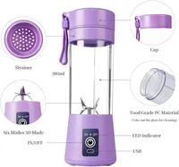 Mini Mixeur Électrique Portable sans Fil USB, 6 Lames, Tasse Presse-Agrumes Rechargeable pour la Maison