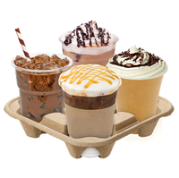 Vente en gros Plateau de gobelets jetables en pulpe personnalisé Porte-gobelet porte-boisson chaude froide Porte-papier pour café
