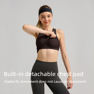 Top Deportivo Corto para <span class=keywords><strong>Mujer</strong></span> con Espalda Cruzada y Sujetador Incorporado, Ropa de Yoga, Top Acanalado Transpirable de Secado Rápido para Fitness - Product Image 2