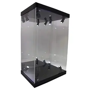 acrylic display showcase with 8 LED lights tall stand box for up to 16 inches figures