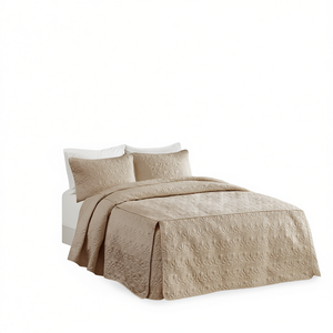 Couvre-lit DB Khaki King Size 3 pièces en coton matelassé doux uni pour la maison et l'hôtel - Product Image 1