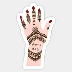 Custom Mehndi Disposable Maroon White Black Hand Fingers Feet Wedding OEM Henna Muslim tattoo sticker