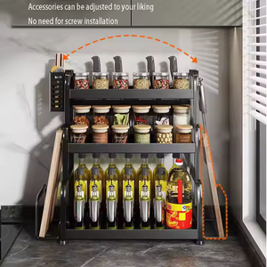 Трехуровневый многофункциональный металлический кухонный стеллаж для хранения специй настенный органайзер для приправ аксессуар - Product Image 5