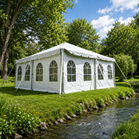 Carpa de Jardín para Eventos y Fiestas al Aire Libre de 15x20m, Estructura de Acero Galvanizado, Cubierta de PVC, Ventanas Arqueadas, Ideal para Bodas