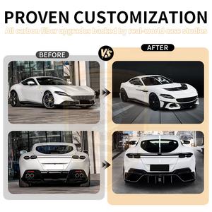 Kit carrosserie en carbone sec style MSY pour Ferrari Roma : Lame de pare-chocs avant, garnitures de phares, jupes latérales, capot, diffuseur arrière, ailerons - Product Image 3