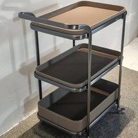 Table d'appoint mobile en cuir pleine fleur, style moderne et minimaliste, chariot de service compact pour salon, table d'angle domestique