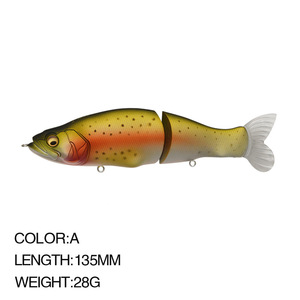 Meilleurs leurres de pêche 135 mm 28 g, leurres articulés Minnow Wobblers, corps en ABS avec queue souple, leurres souples <span class=keywords><strong>pour</strong></span> <span class=keywords><strong>brochet</strong></span> et black-bass - Product Image 6