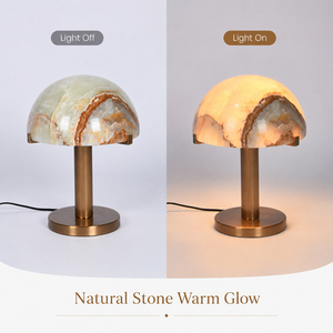 Light Luxury Natural Jade Stone Mushroom <b>Table</b> Lamp Artistic Decorative Desk Lamp <b>bedside</b> lamps Brushed Brass OEM ODM Factory - Product Image 4