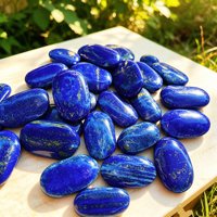 Pierre de poche en lapis-lazuli bleu profond de haute qualité en gros, pierre de massage pour la guérison des chakras et la décoration
