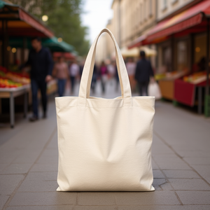 Borsa tote in tela Ilan 35x39x8 cm, colore naturale, per lo shopping femminile - Product Image 3