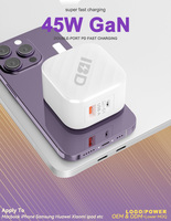 IBD Smart Laptop Cell Teléfono móvil QC 3,0 Pd 45W Usb Tipo C Usbc Multi 2 Port Adaptador de viaje Enchufe plegable Cargador de pared rápido Gan