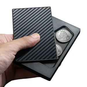 쉽게 액세스 할 수있는 RFID 차단 색상 팝업 금속 알루미늄 지갑 미니멀리스트 지갑 신용 카드 홀더 동전 용기