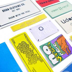 Etiqueta Tag tecida personalizada para vestuário Etiquetas tecidas algodão por atacado para vestuário - Product Image 2