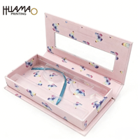 Boîte à cils vide, boîte rigide avec fenêtre transparente, logo couleur personnalisé, emballage magnétique pour cils, boîte de rangement pour maquillage et beauté avec doublure en éponge