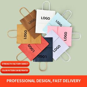 Kraft Paper Bags for Food Takeaway Pizza & Milk <b>Packaging</b> Recyclable Handle Gift Bags with Custom <b>Labeling</b> Printing - Product Image 4