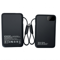 Batterie externe 10000 mAh à charge rapide, cellule semi-solide, écran TFT, prise en charge de l'accès aux données, mode de charge au goutte-à-goutte, câble intégré