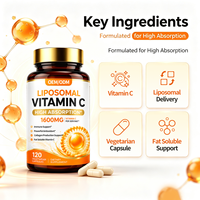 Capsules de Vitamine C Liposomale Haute Puissance avec Logo Personnalisé, Lécithine de Tournesol, 120 Capsules, Complément Alimentaire pour Adultes, Femmes et Hommes
