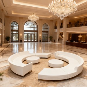 Canapé modulaire moderne blanc en forme de cercle pour salon, hôtel, <span class=keywords><strong>villa</strong></span> - Product Image 1