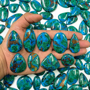 Natural Chrysocolla Malachite Loose Gemstone Cabochon Jewelry Pendants <b>Rings</b> for Wire Wrapping and Jewelry Making - Product Image 1