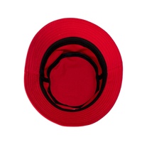 Chapeau Bob en Velours de Coton Pur Brodé Personnalisé avec Logo Alien Rouge/Gris, Motifs Dessin Animé et Feuilles pour Cyclisme, Usage Quotidien Décontracté